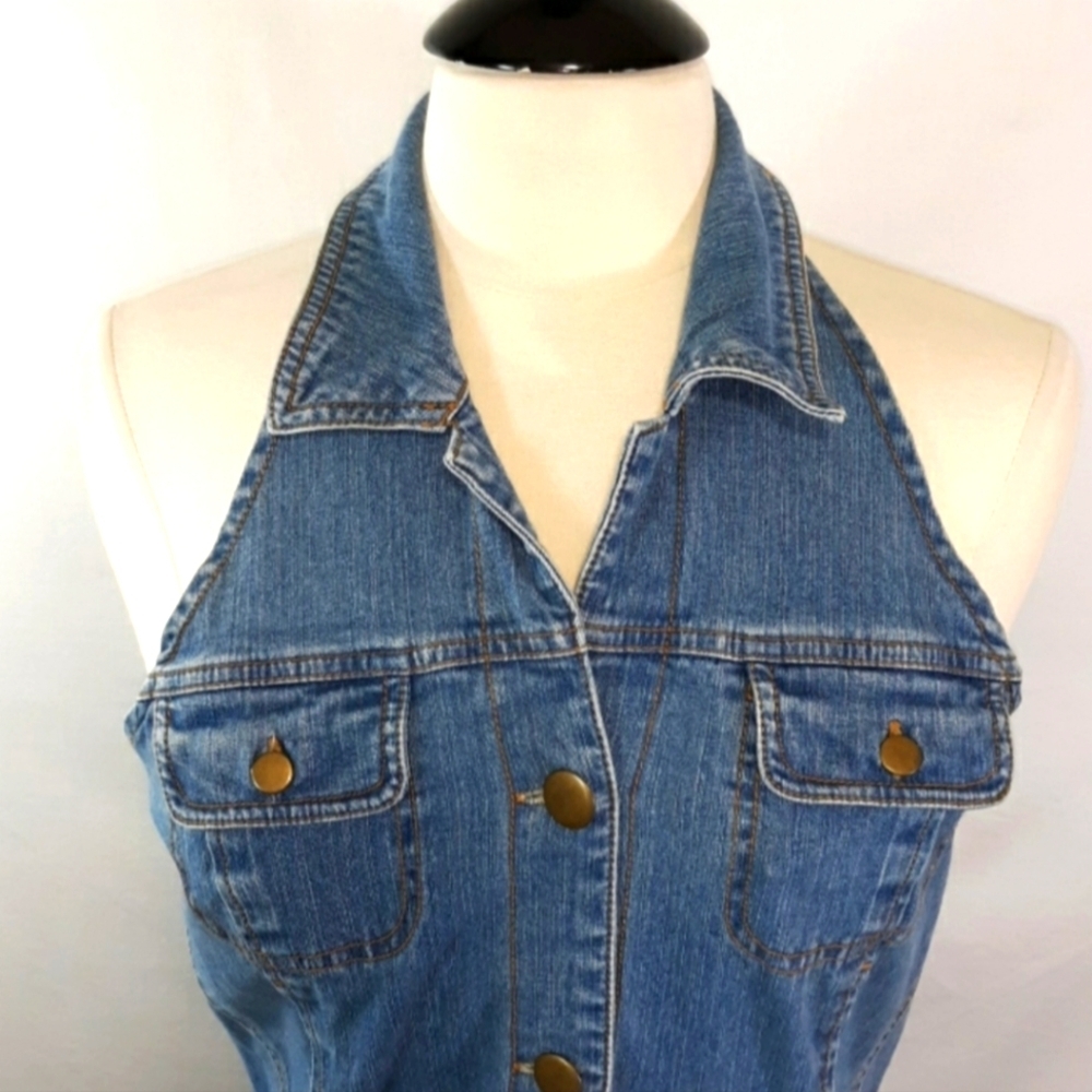 Chic Vintage style Denim Halter Dress